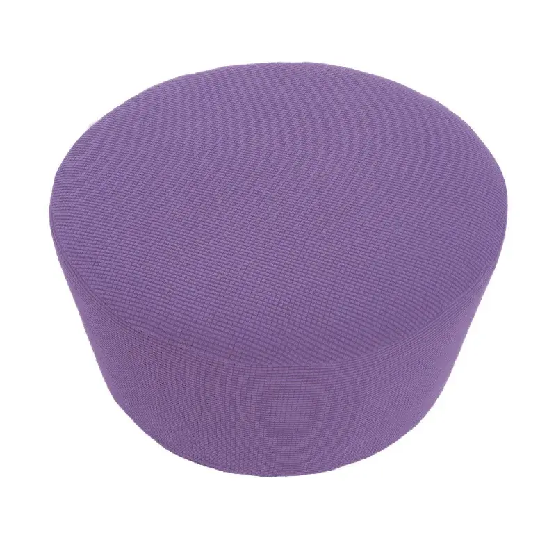 All Inclusive Round Ottoman Cover Spandex 1PC Footstool Protector Elastic Polar Fleece Footrest Slipcover For Living Room Home