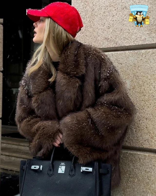 Winter Faux Fur Coat Women Fluffy Fox Fur Streetwear Jacket