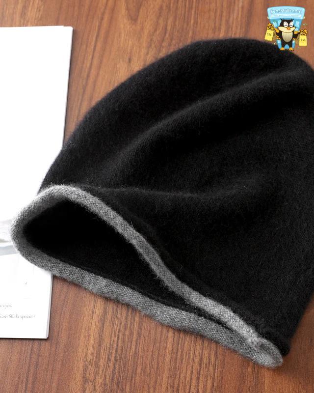 Unisex Soft Curly-Brimmed 100% Merino Wool Knitted Beanie