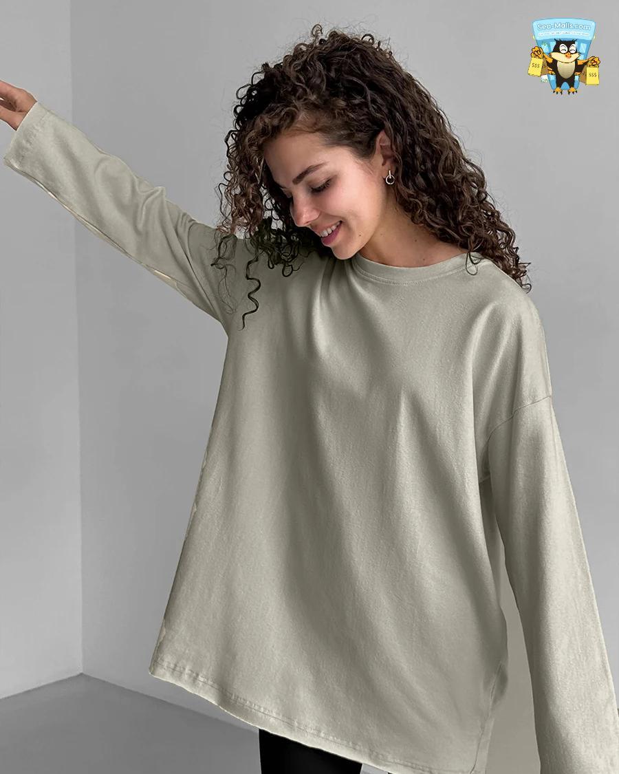 Oversized O-Neck T-Shirt Women 100% Cotton Casual Loose Fit