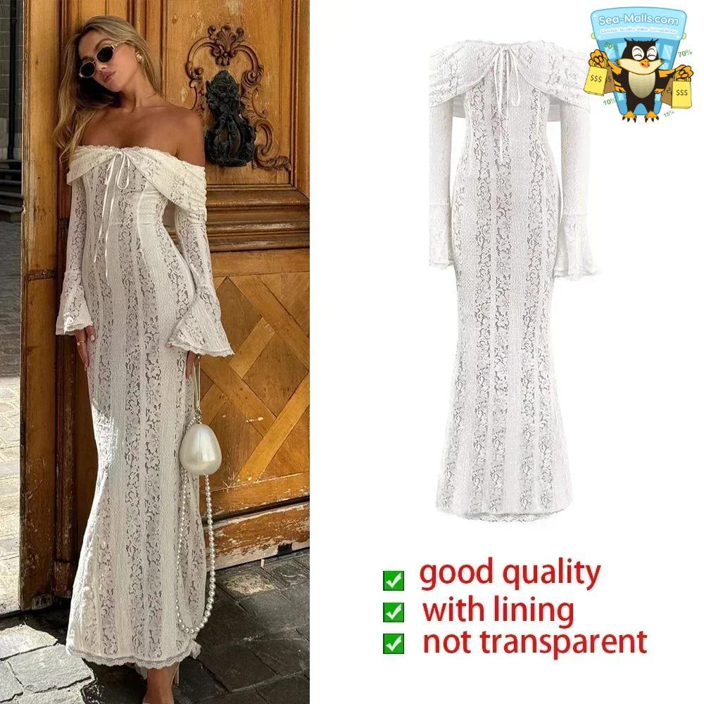 Lace Slim Mini DressOff Shoulder Bodycon Club Party Dress for Women