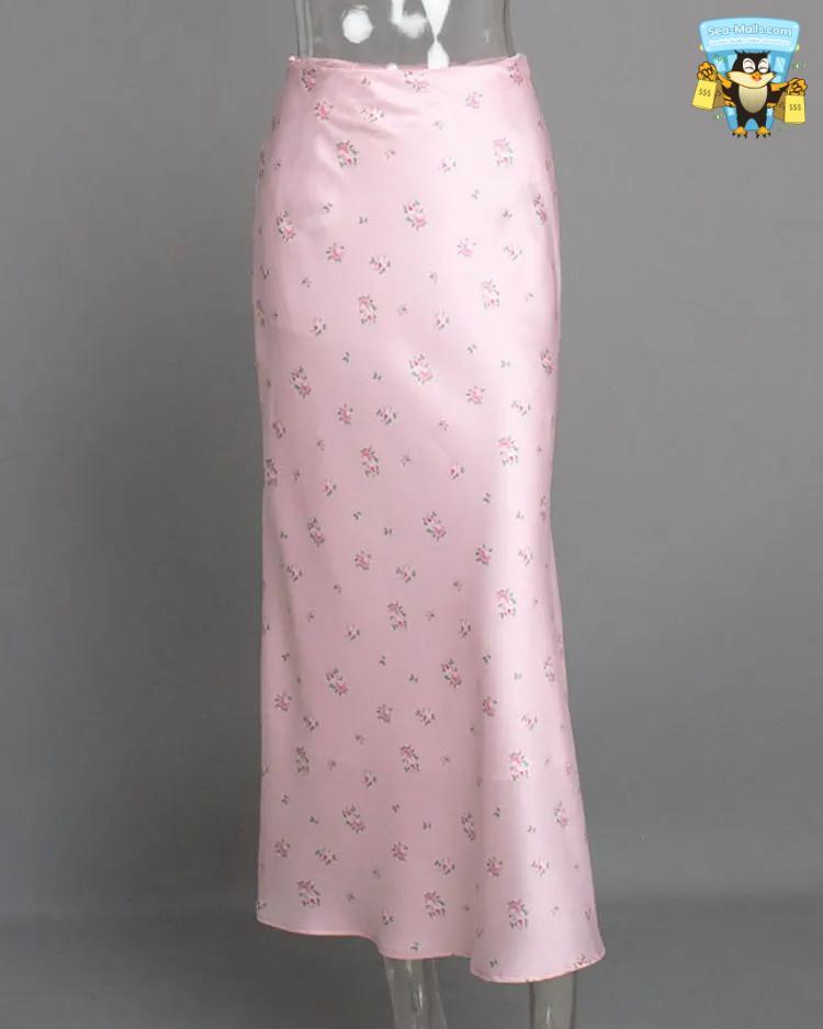Summer Printed Maxi High Waist Patchwork Party Skirt