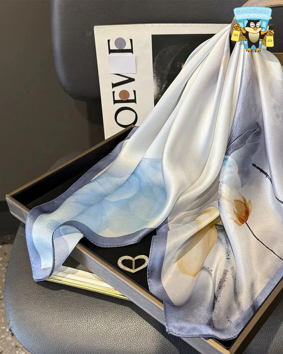100% Mulberry Silk Square Scarf for Women