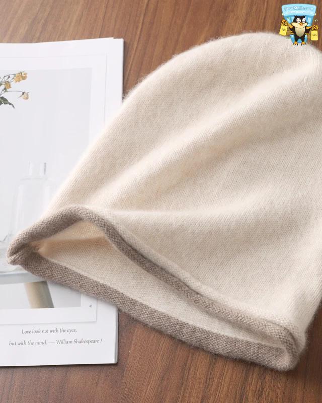 Unisex Soft Curly-Brimmed 100% Merino Wool Knitted Beanie