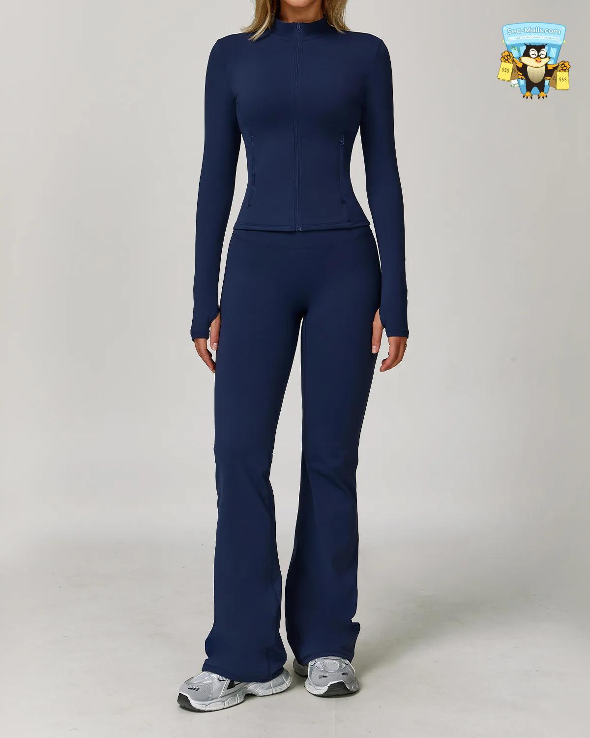 Women’s 2/3PCS Yoga Suit Set – Long Sleeve, Sports Bra & Leggings