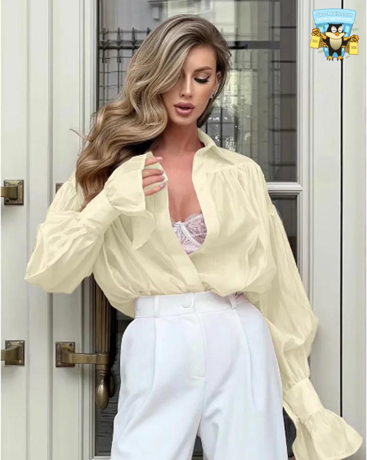 Casual Loose See-Through Autumn Long Sleeve Blouse
