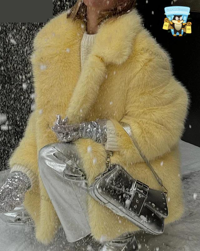 Luxury Faux Fur Long Coat Women Winter Thick Warm Overcoat