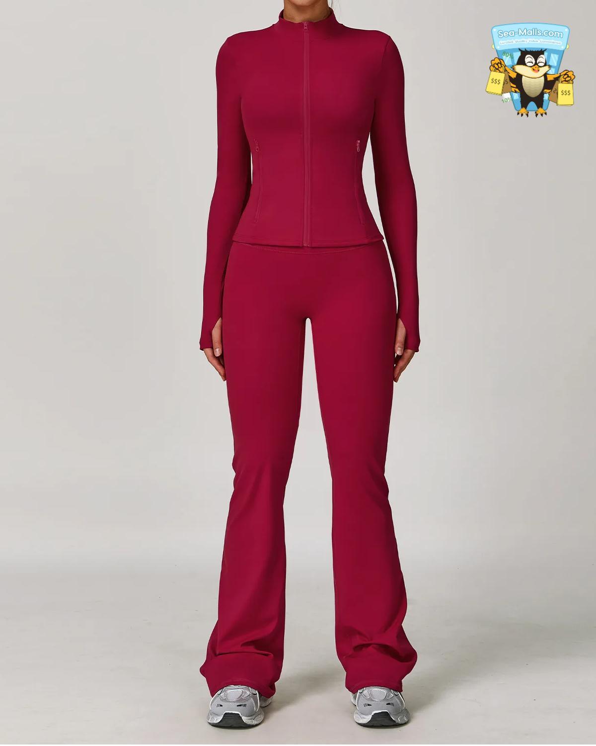 Women’s 2/3PCS Yoga Suit Set – Long Sleeve, Sports Bra & Leggings