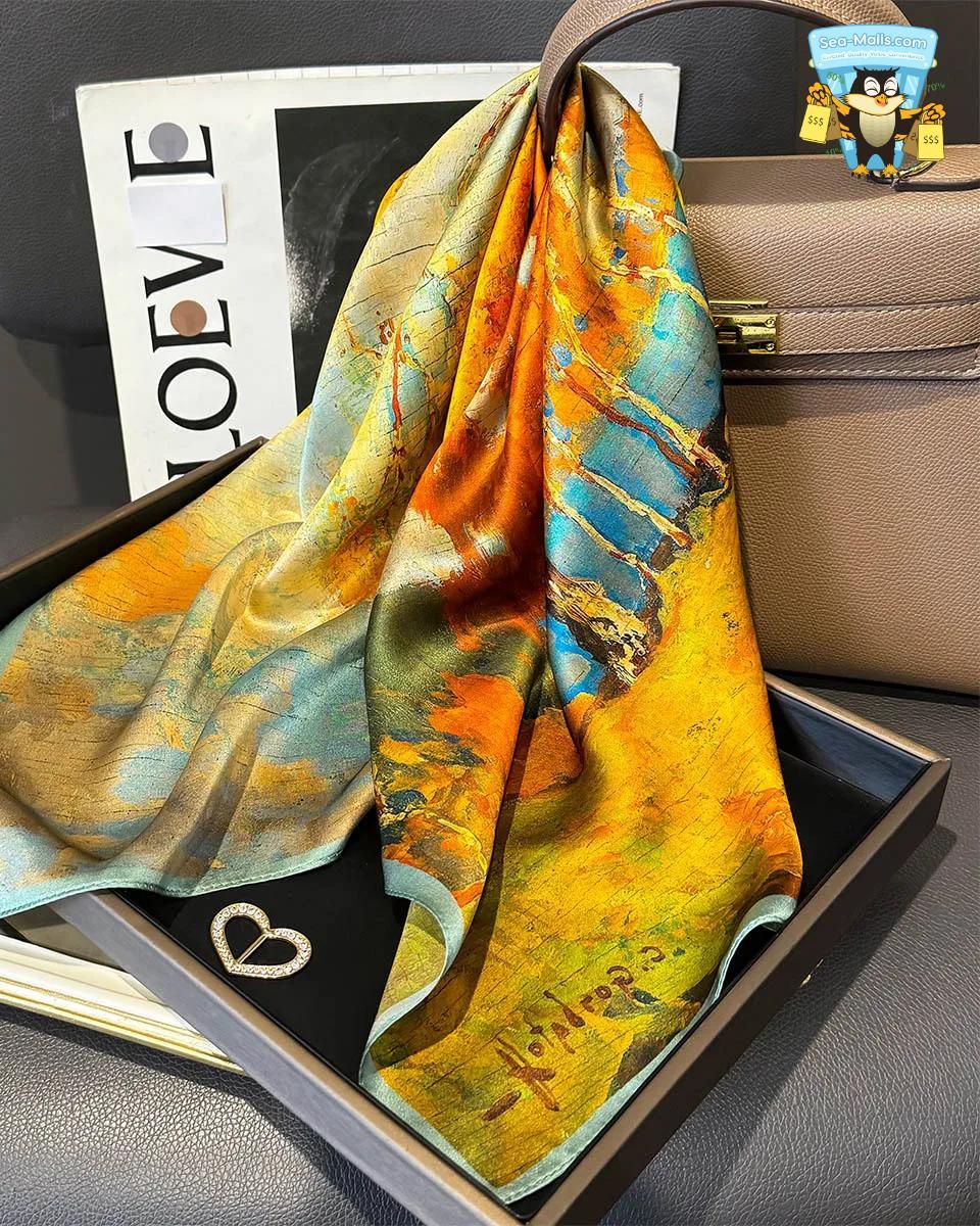100% Mulberry Silk Square Scarf for Women