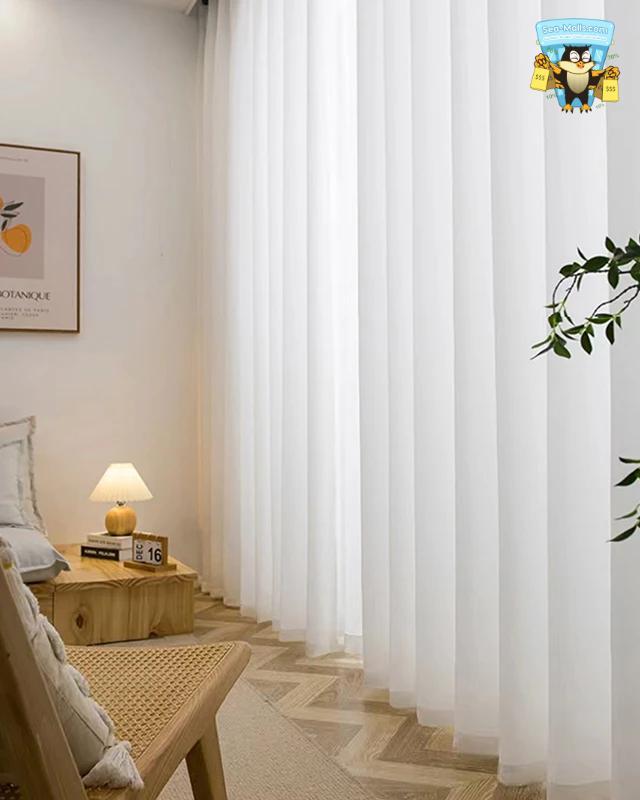 White Tulle Luxury Chiffon Window Curtains