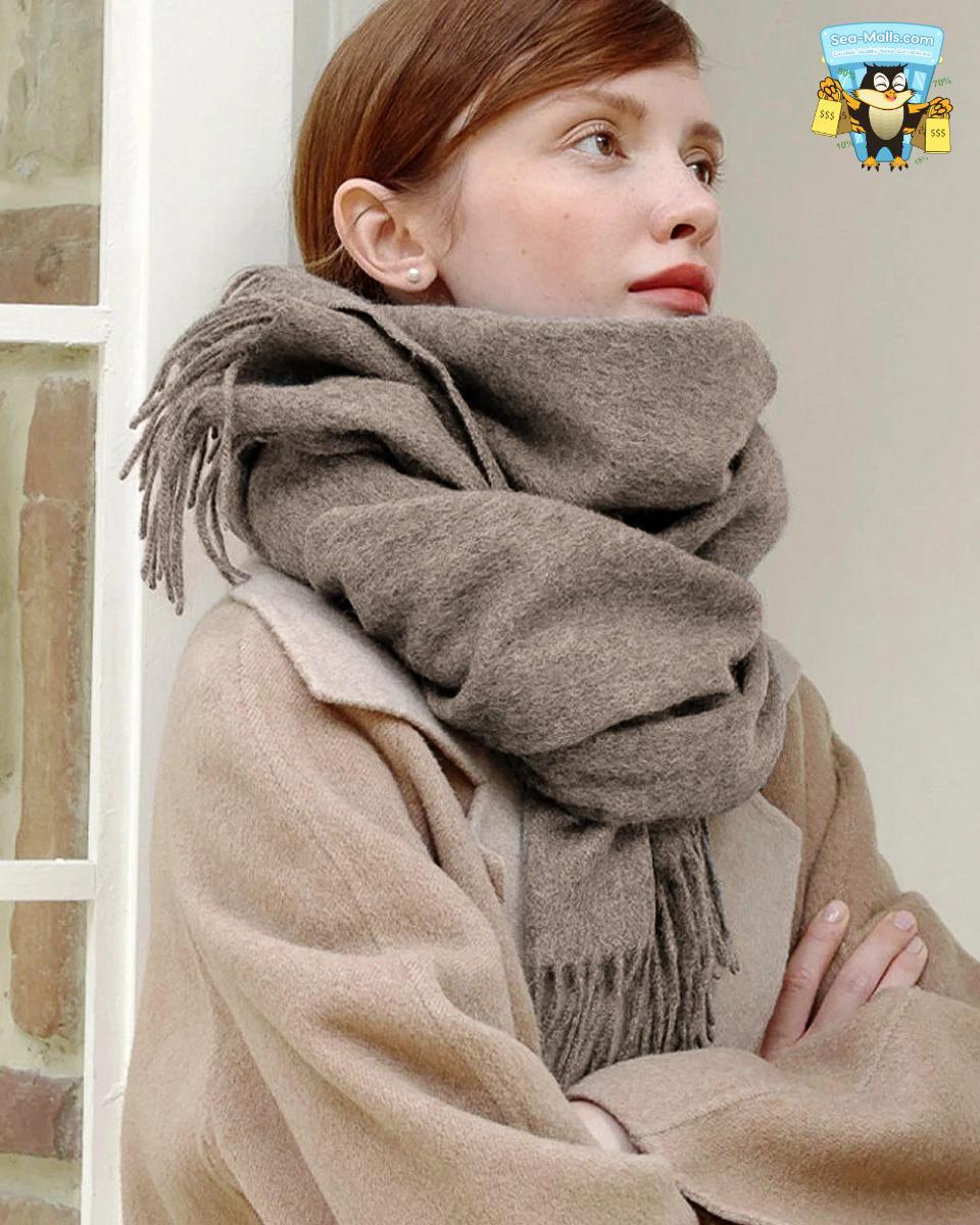 100% Wool Winter Scarf Soft Cashmere-Feel Shawl for Women