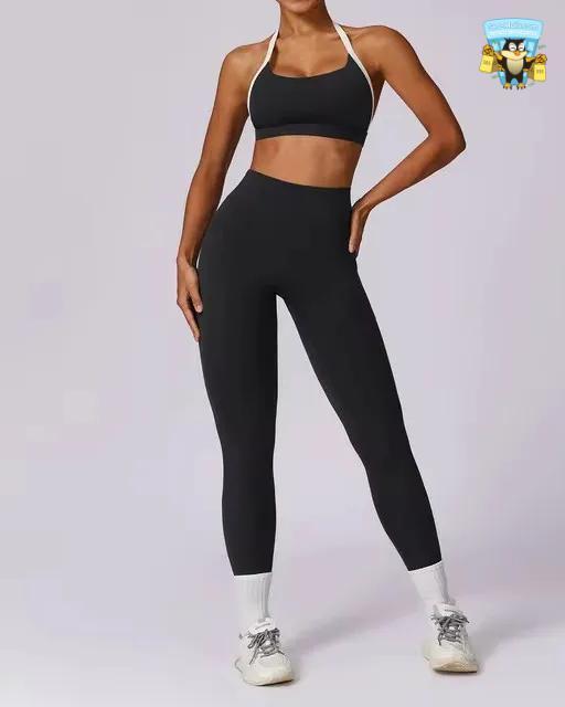 Women’s 2PCS Yoga Set with Long Sleeve Crop Top