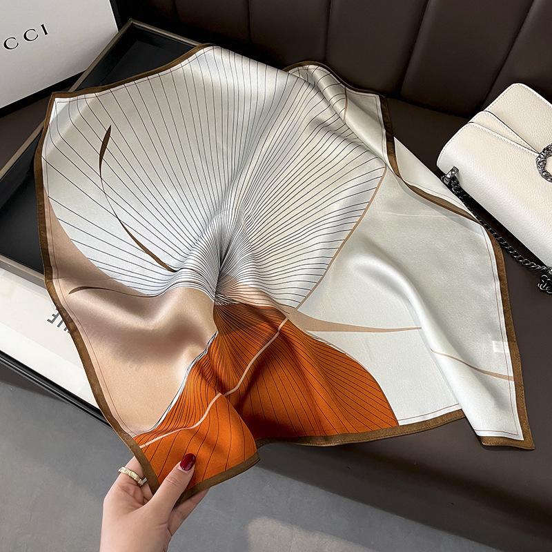 100% Pure Silk Square Scarf Women Dot Print Neckerchief Bandana