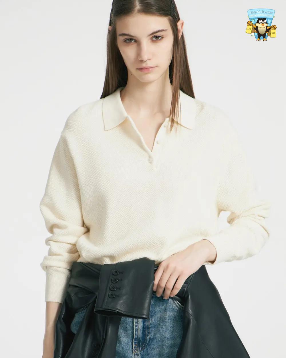 Winter Knitted Polo Sweater & Wide-Leg Pants Set for Women