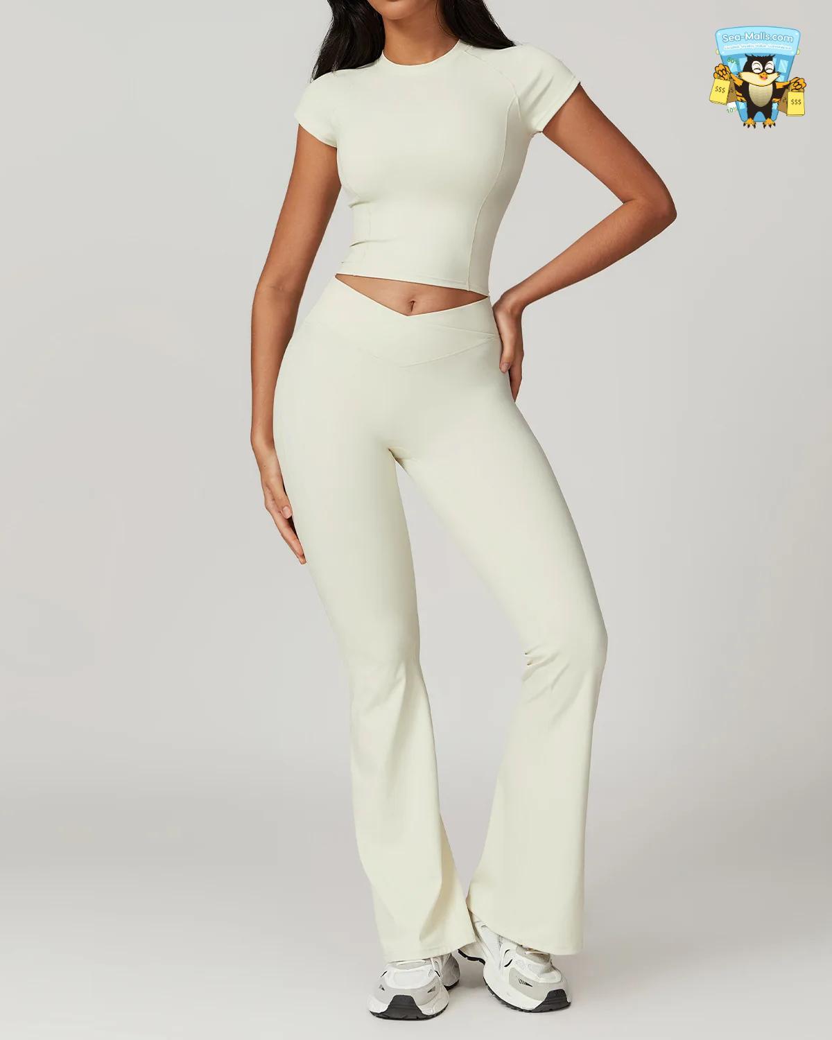 Women’s Yoga Set 2-Piece Sportswear Crop Top & High-Waist Leggings