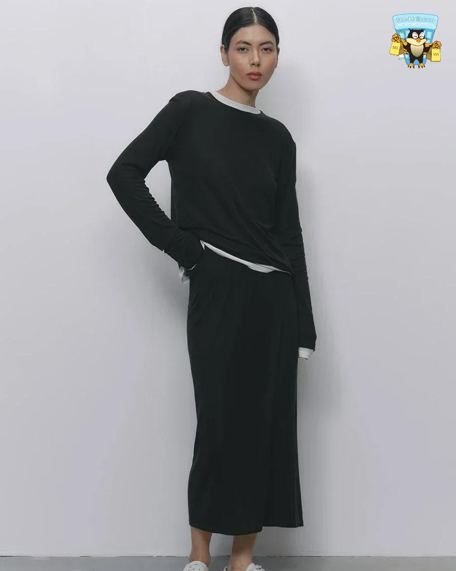 Modal Soft 2-Piece Women’s Set Long Sleeve Top & High-Waist Skirt Casual 2025