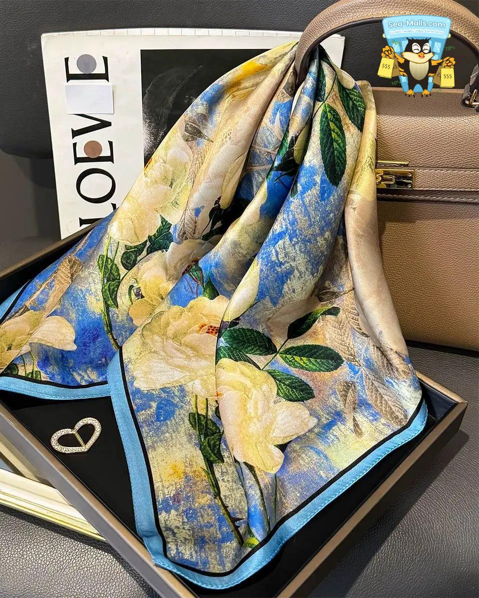 100% Mulberry Silk Square Scarf for Women
