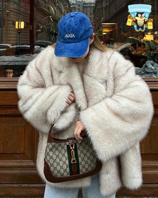 Oversized Faux Fox Fur Jacket Women Winter Outerwear