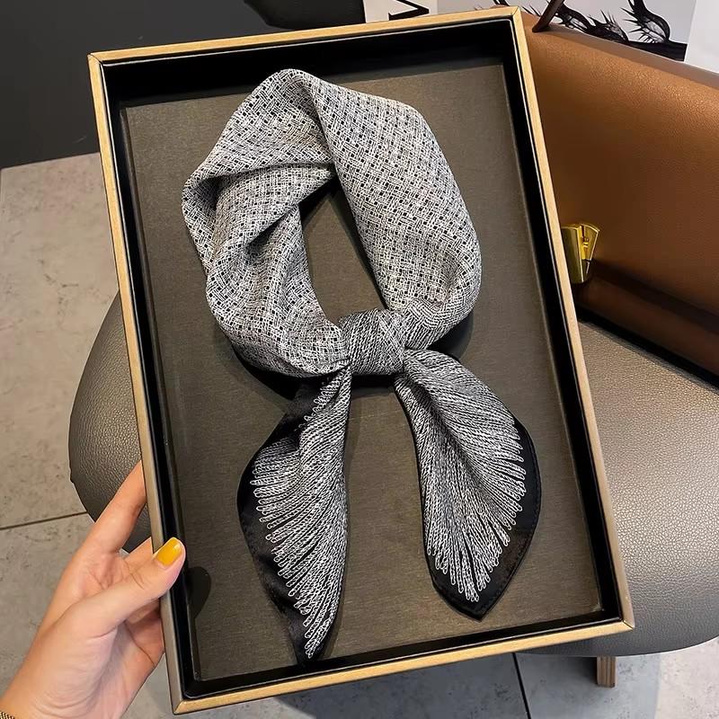100% Natural Silk Square Scarf Women Hairband Neckerchief Wrap