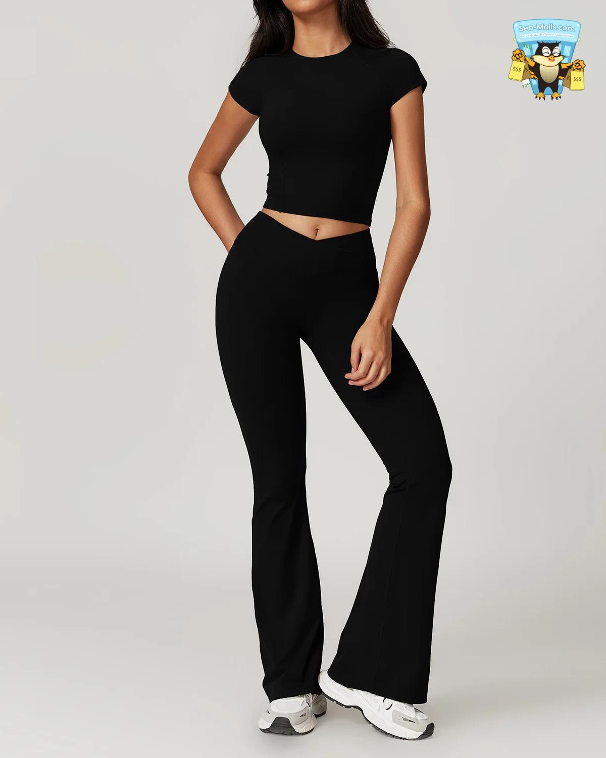 Women’s Yoga Set 2-Piece Sportswear Crop Top & High-Waist Leggings
