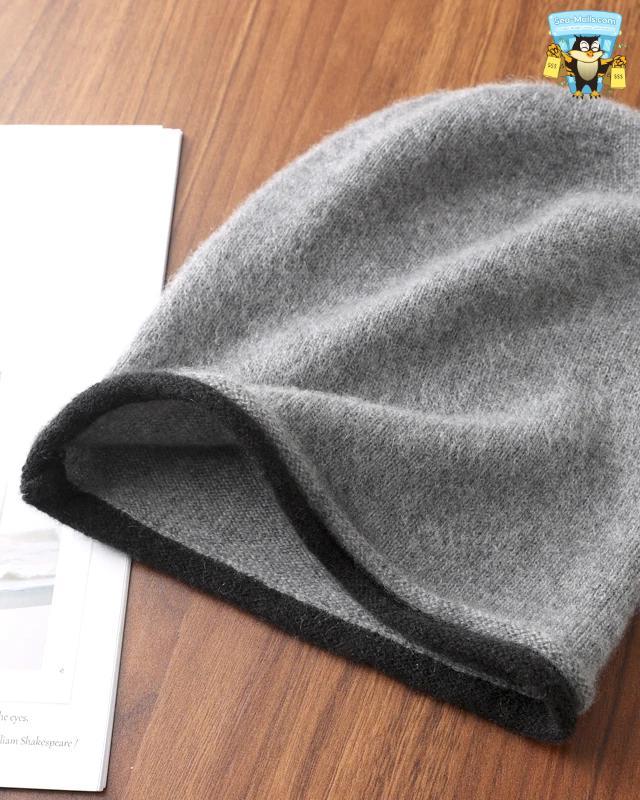 Unisex Soft Curly-Brimmed 100% Merino Wool Knitted Beanie