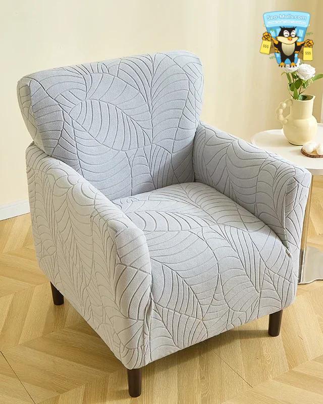 Leaves Jacquard Club Chair Cover Stretch Armchair Slipcover