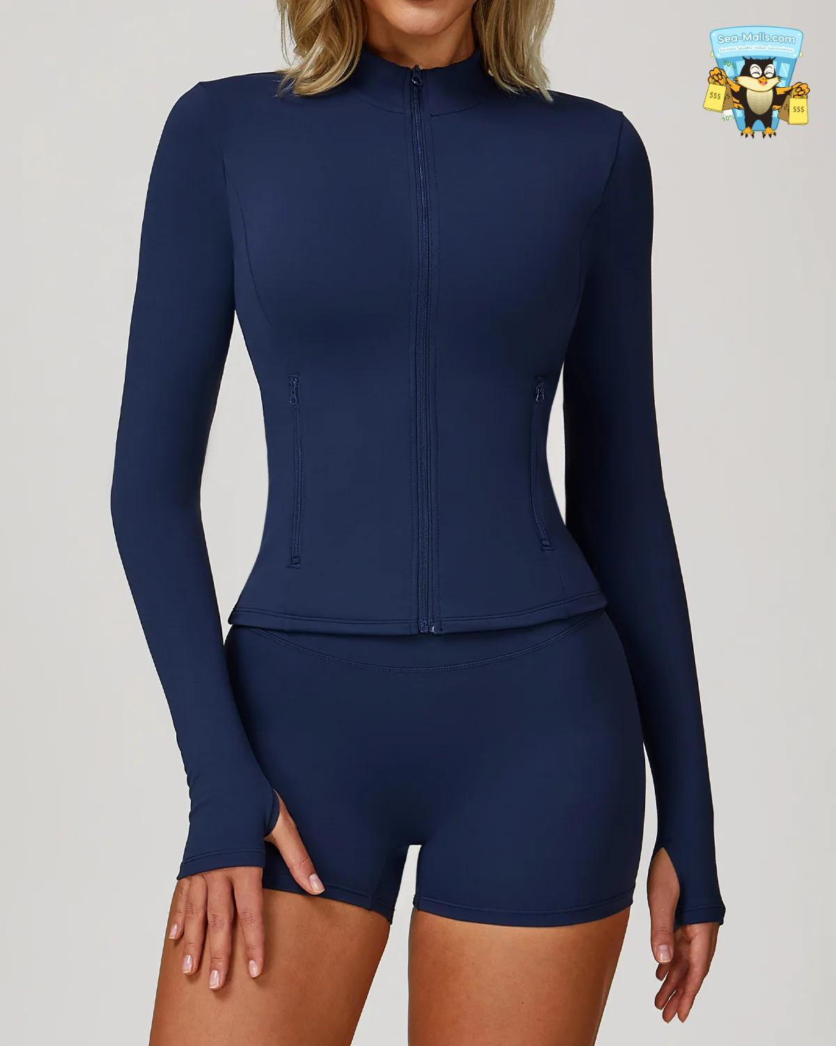Women’s 2/3PCS Yoga Suit Set – Long Sleeve, Sports Bra & Leggings