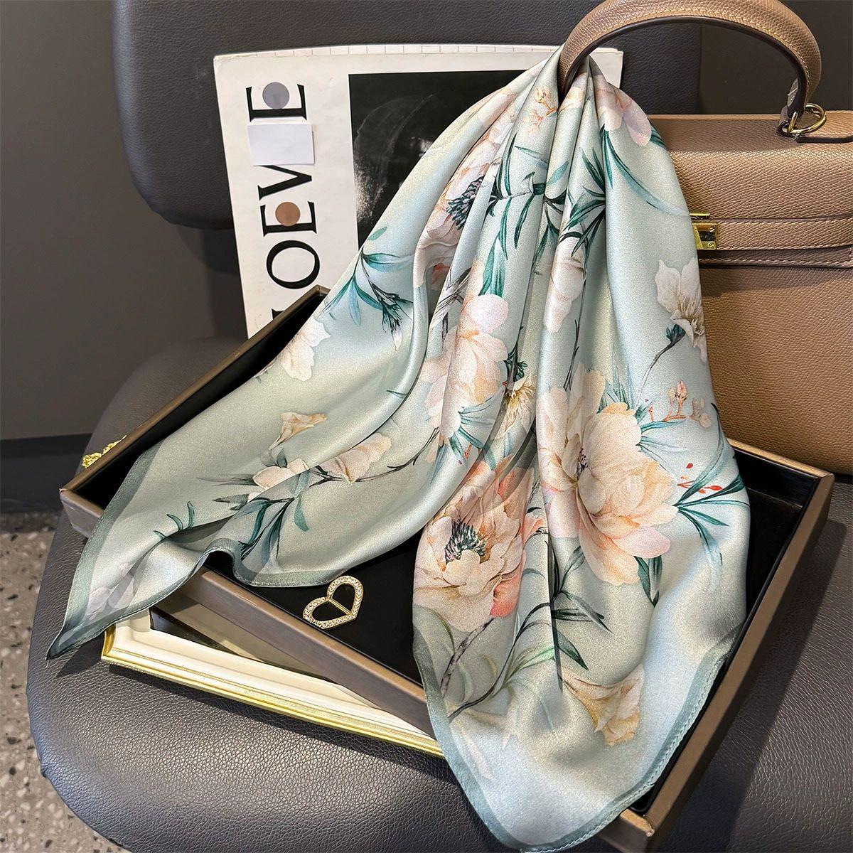 100% Mulberry Silk Square Scarf for Women