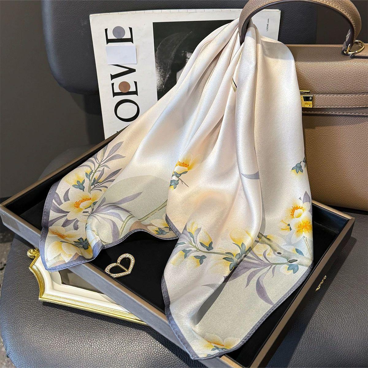100% Mulberry Silk Square Scarf for Women