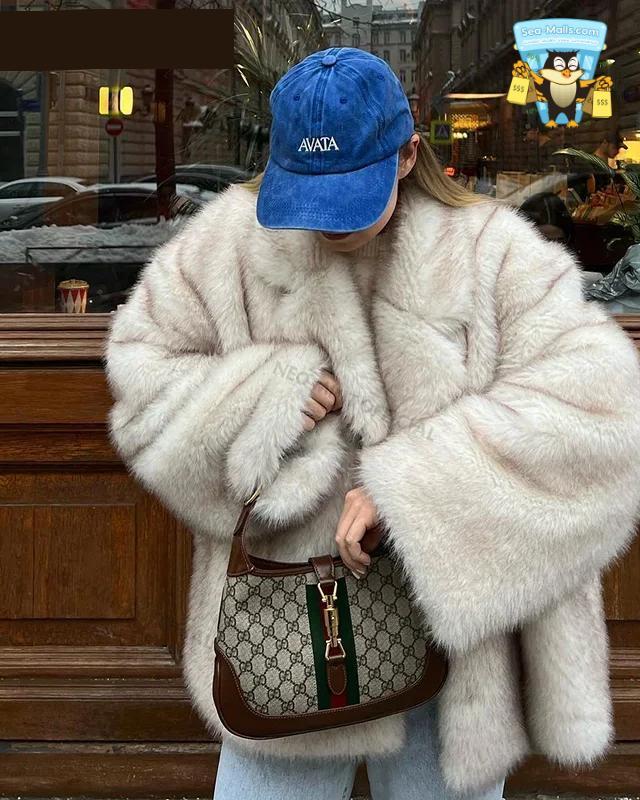 Oversized Faux Fox Fur Jacket Women Winter Outerwear