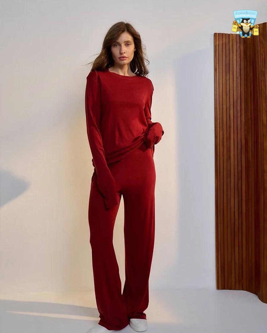 Modal Soft 2-Piece Women’s Set Long Sleeve Top & High-Waist Skirt Casual 2025