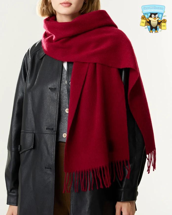 100% Wool Winter Scarf Soft Cashmere-Feel Shawl for Women