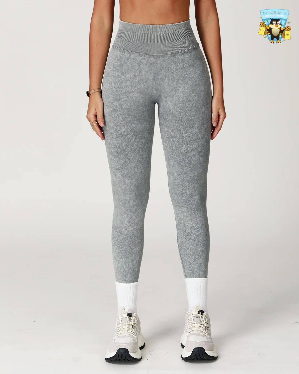 Seamless High-Waist Yoga Leggings – Ribbed Impact Tights for Gym & Fitness