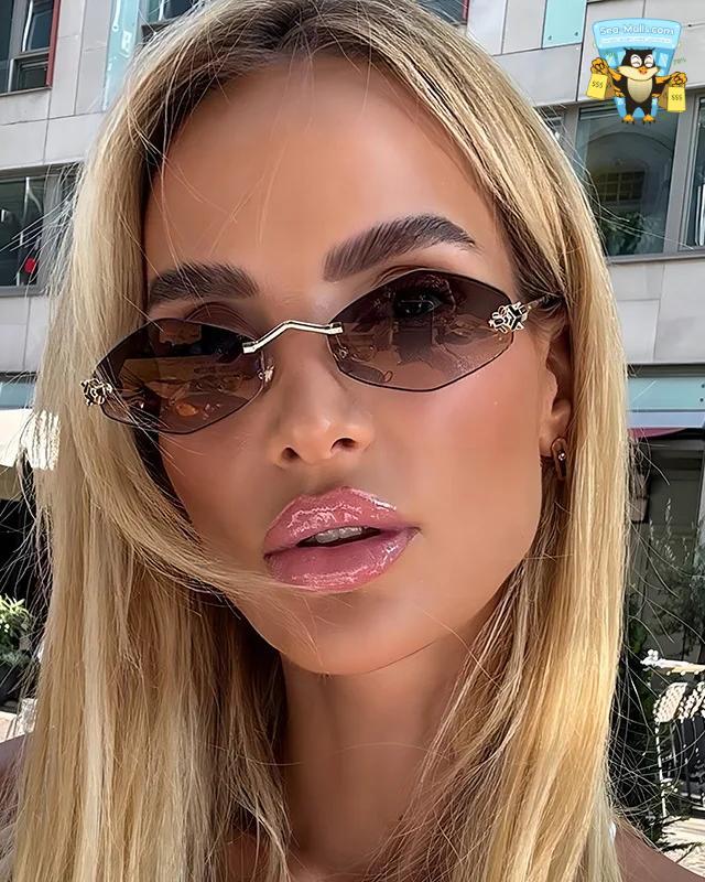 Women's Small Polygonal Sunglasses Luxury Vintage Metal Shades UV400