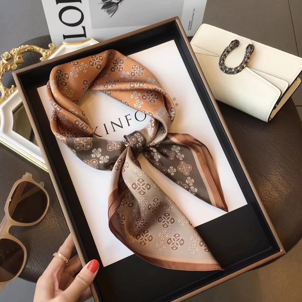 100% Natural Silk Square Scarf Women Hairband Neckerchief Wrap