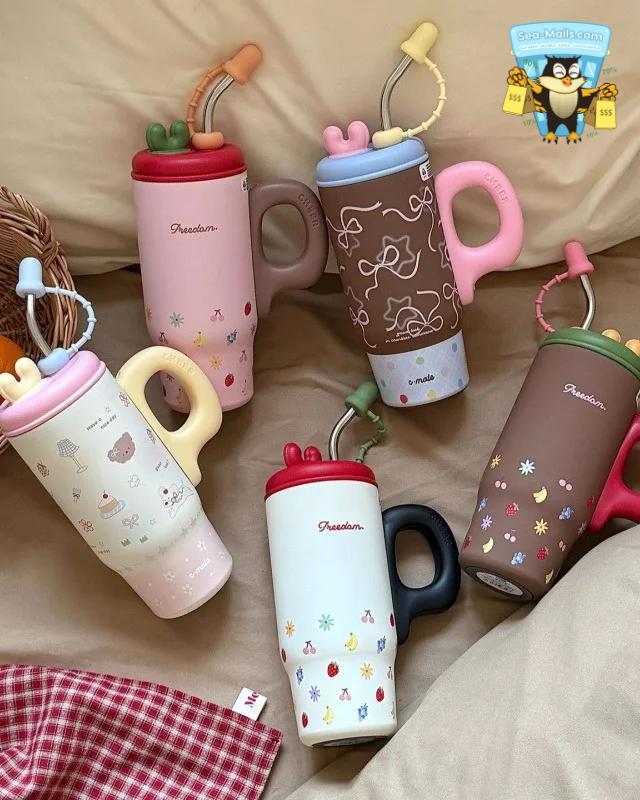 Large Capacity Stainless Steel Coffee Tumbler with Straw 800ml