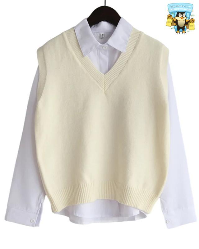 Korean V-Neck Knitted Sweater Vest