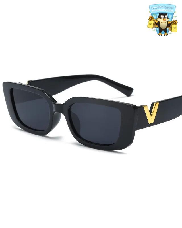 Unisex Retro Cat Eye Sunglasses with Small Frame – Luxury V Detail UV400