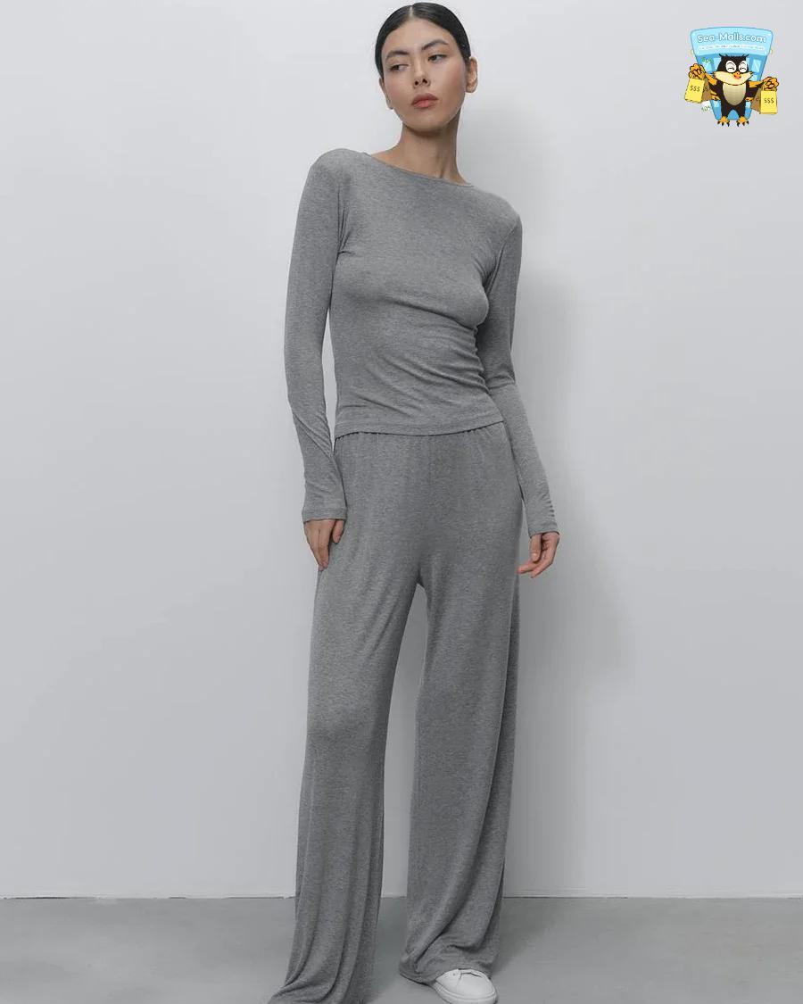 Modal Soft 2-Piece Women’s Set Long Sleeve Top & High-Waist Skirt Casual 2025