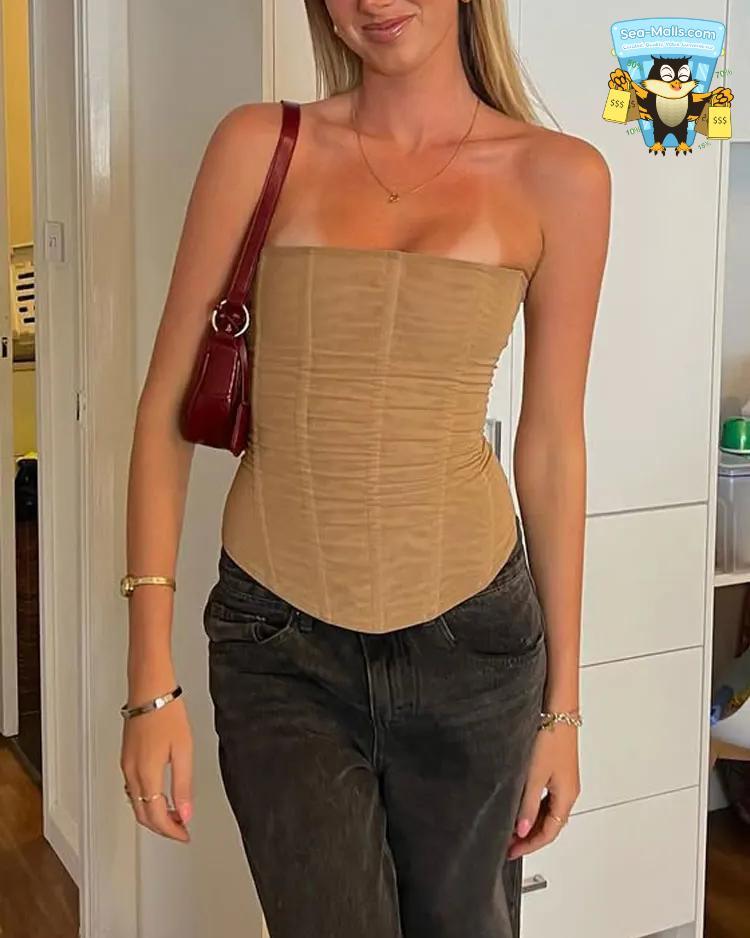 Mesh Backless Summer Vest Women’s Strapless Slim Tank Top