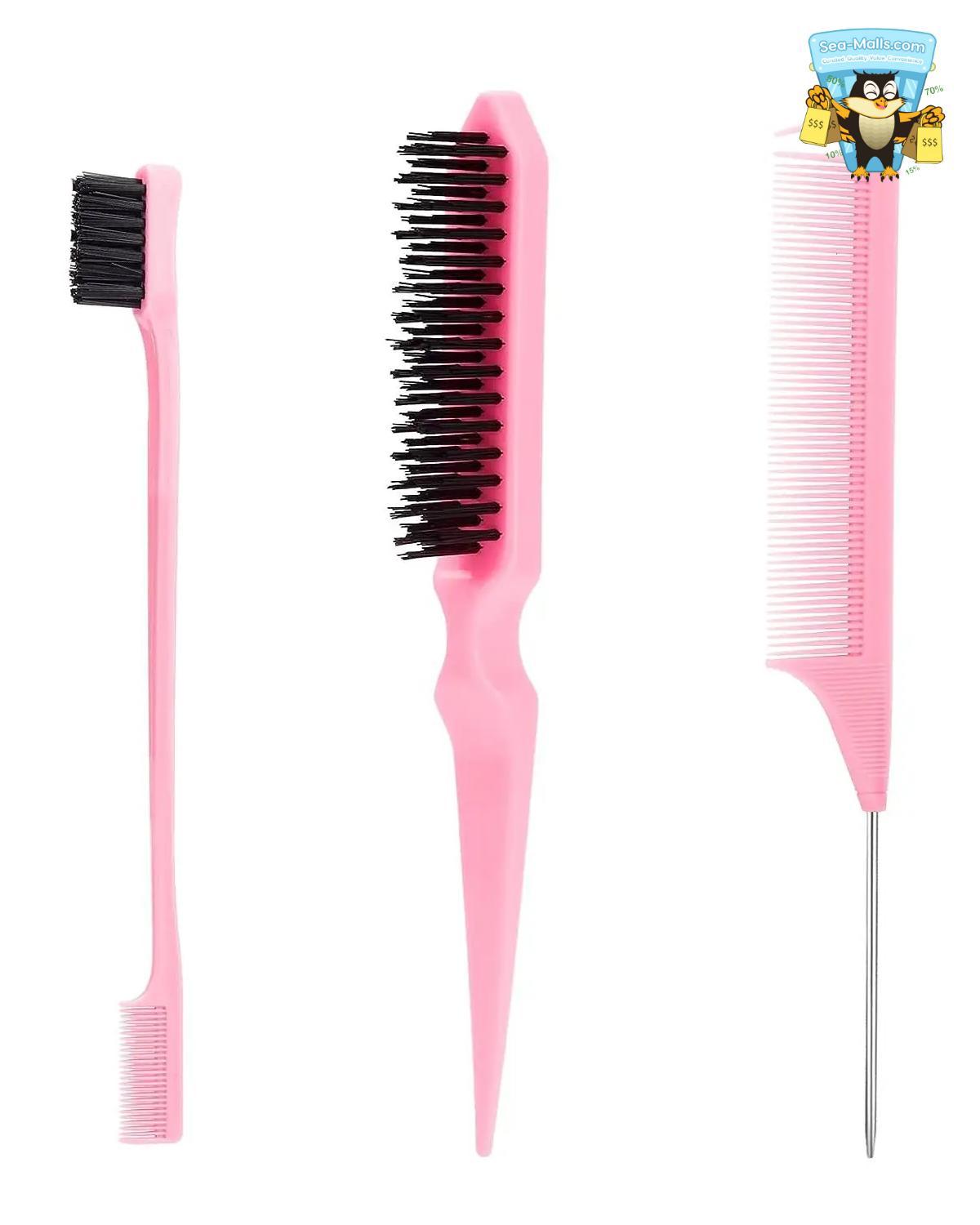 3Pcs Slick Back Hair Brush Set Teasing Comb Edge Styling Tools