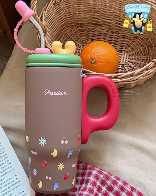 Large Capacity Stainless Steel Coffee Tumbler with Straw 800ml