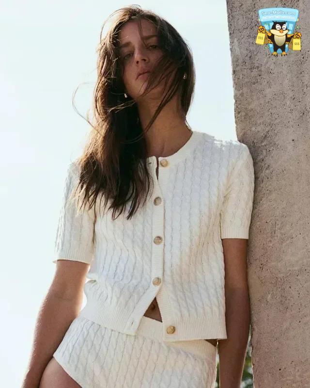 Women’s Winter Knit Cardigan Patchwork Ribbed Crop Sweater