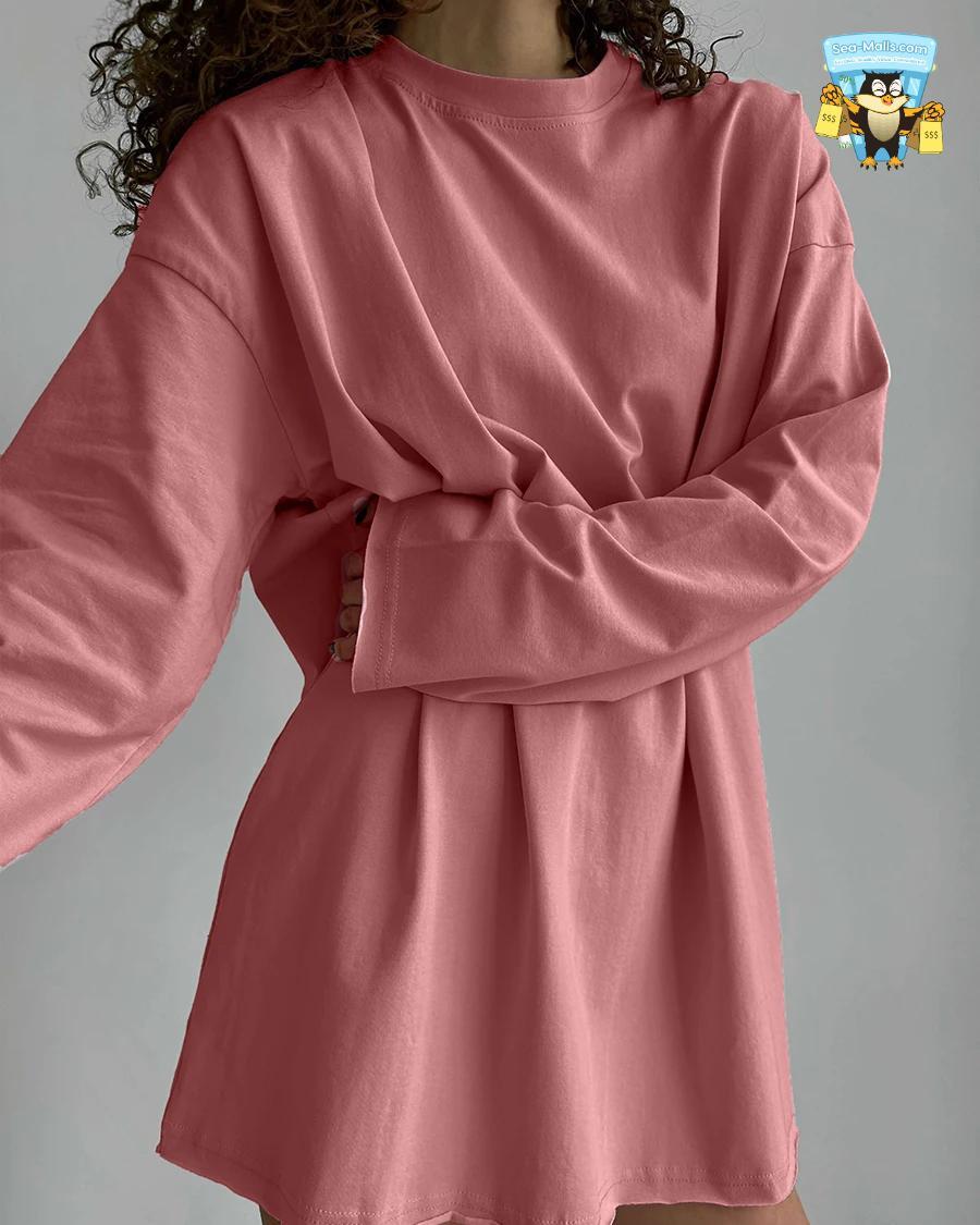 Oversized O-Neck T-Shirt Women 100% Cotton Casual Loose Fit
