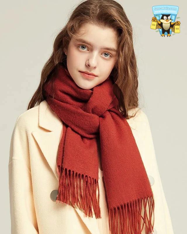 100% Wool Winter Scarf Soft Cashmere-Feel Shawl for Women