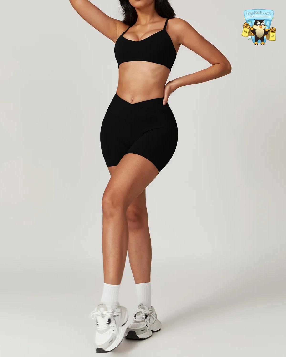 Women’s Yoga Set 2-Piece Sportswear Crop Top & High-Waist Leggings