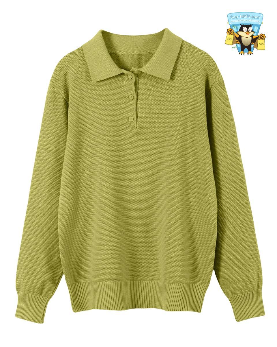Winter Knitted Polo Sweater & Wide-Leg Pants Set for Women