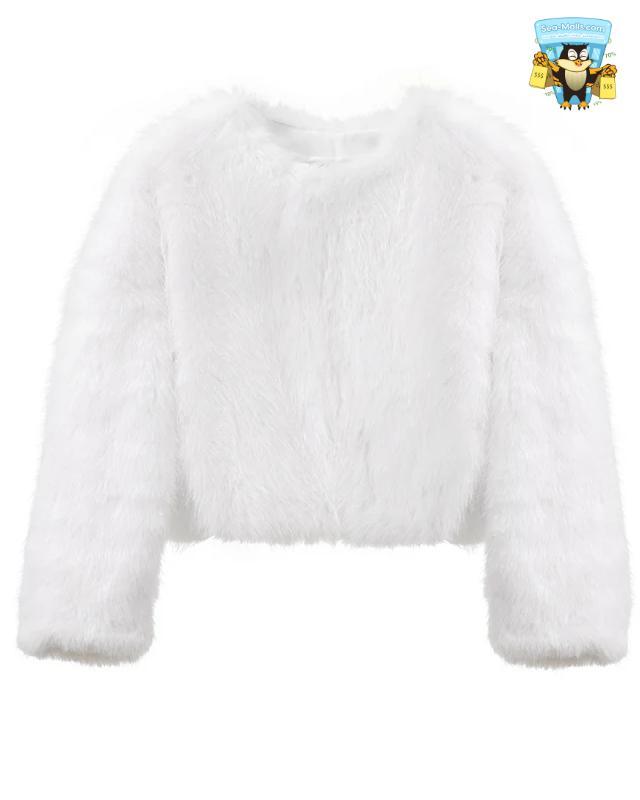 Gradient Cropped Faux Fur Coat Women Winter Luxury Streetwear
