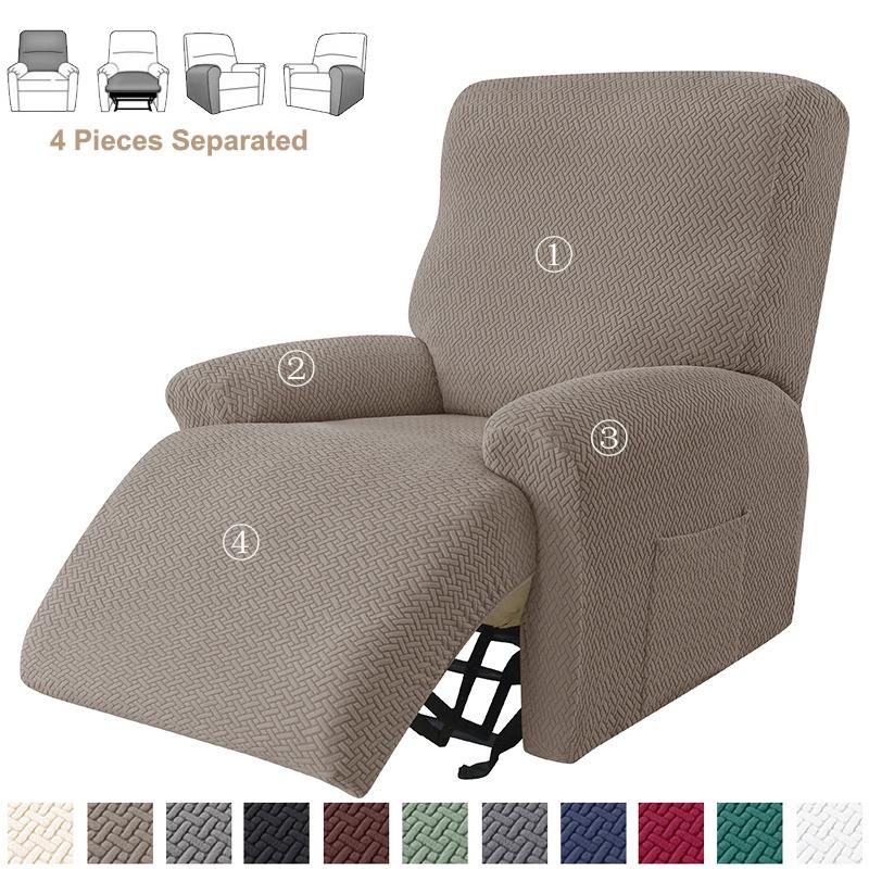 4pcs/set Nordic Recliner Sofa Cover 1seater Jacquard Anti-slip Armchair Slipcover Relax Home Single Couch Covers for Living Room