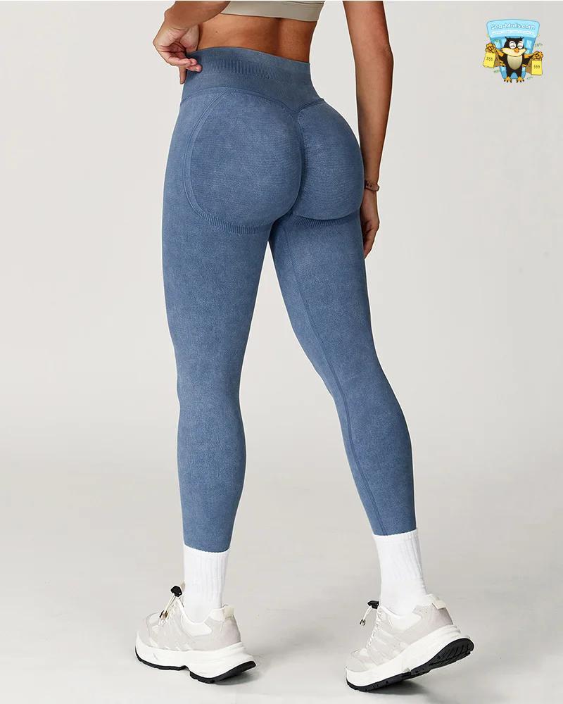 Seamless High-Waist Yoga Leggings – Ribbed Impact Tights for Gym & Fitness